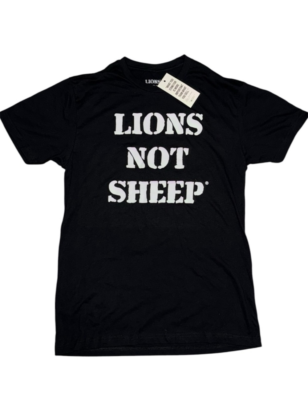 NWT Lions Not Sheep “OG” T-Shirt Mens M  Black Graphic Tee Patriotic Streetwear